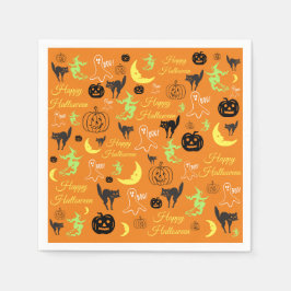Halloween Pattern Sinaasappel Servet