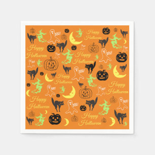 Halloween Pattern Sinaasappel Servet
