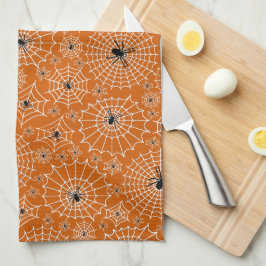 Halloween Pattern | Spinnen op spinnen Theedoek