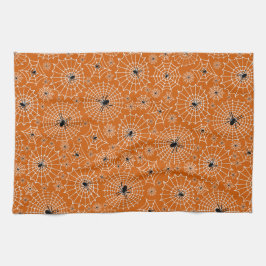 Halloween Pattern | Spinnen op spinnen Theedoek