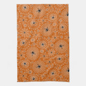 Halloween Pattern | Spinnen op spinnen Theedoek (Verticaal)