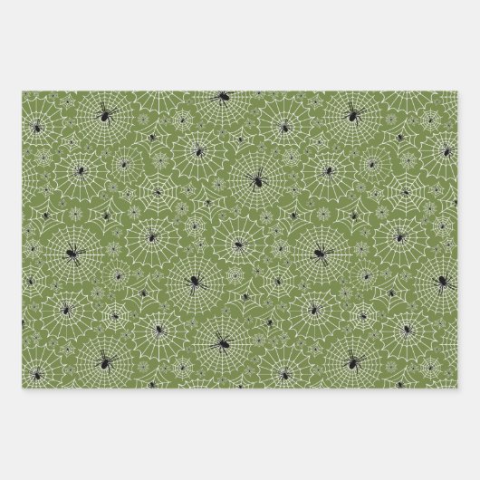 Halloween Pattern | Spinnen op spinnenwebben 3 kle Inpakpapier Vel (Voorkant 3)