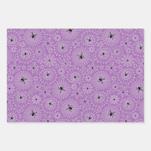 Halloween Pattern | Spinnen op spinnenwebben 3 kle Inpakpapier Vel (Voorkant 2)