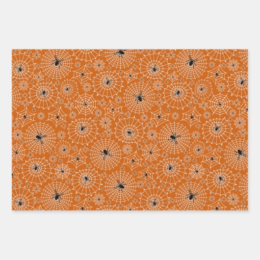 Halloween Pattern | Spinnen op spinnenwebben 3 kle Inpakpapier Vel (Voorkant)