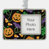 HALLOWEEN PATTERN VERZILVERD OMLIJST ORNAMENT (Voorkant)