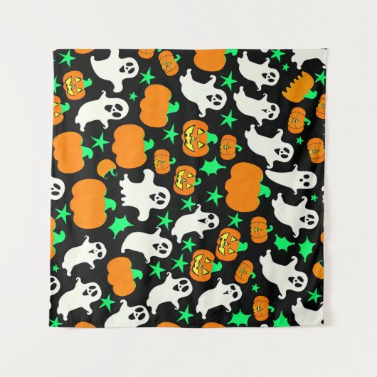 Halloween Pattern Wandkleed (Voorkant (horizontaal))