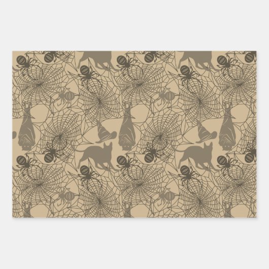 Halloween Pattern Witch Pet Cat Spider 3 Neutraal Inpakpapier Vel (Voorkant 3)