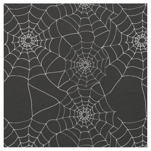 Halloween Patterned Zwart-Wit Spinnenweb Stof (Close Up)