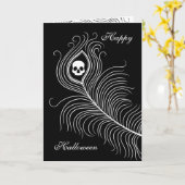 Halloween-pauwenveer Kaart (Gele Bloem)