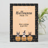 Halloween Pawty French bulledogs Trick or Treing Kaart (Staand voorkant)