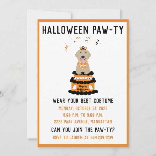 Halloween Pawty Golden Retriever Dog Kaart (Voorkant)