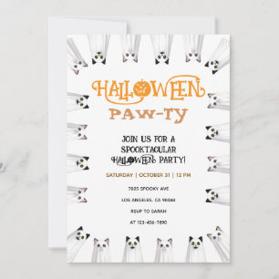 Halloween Pawty Griezels Charmante Geest Kat Party Kaart