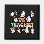 Halloween Pe Teacher Ghost Playing Sports Physical Magneet (Voorkant)