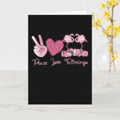 Halloween Peace Love Fallmingo Flamingo Pumpkin Kaart (Gele Bloem)