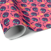 Halloween Peach Zwart Minimal Patroon Cadeaupapier (Rol Hoek)