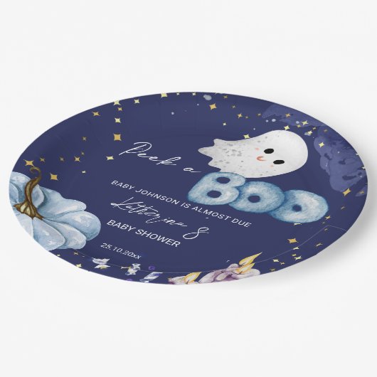 Halloween Peek a boo baby shower servies Papieren Bordje (Gekanteld)