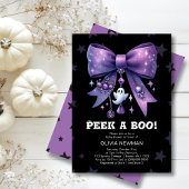 Halloween Peek A Boo Paarse Bow Baby shower Kaart
