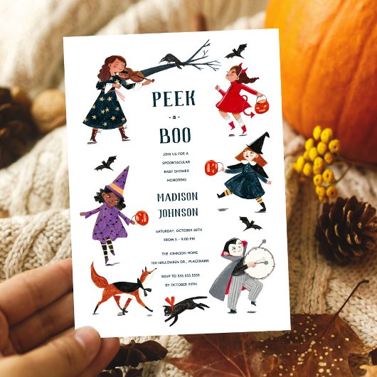 Halloween Peek a Boo Schattige Baby shower Uitnodi Feestdagenkaart