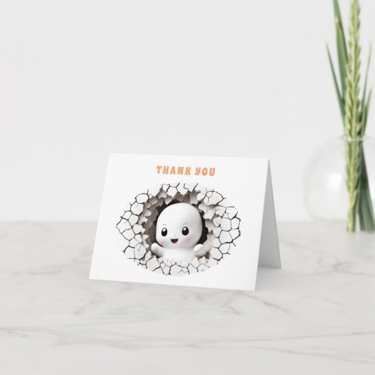 Halloween Peeking Boo Baby shower Dank je kaart (Voorkant)