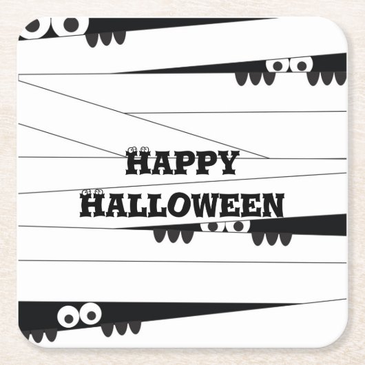 Halloween Peeking Mummy Kartonnen Onderzetters (Voorkant)
