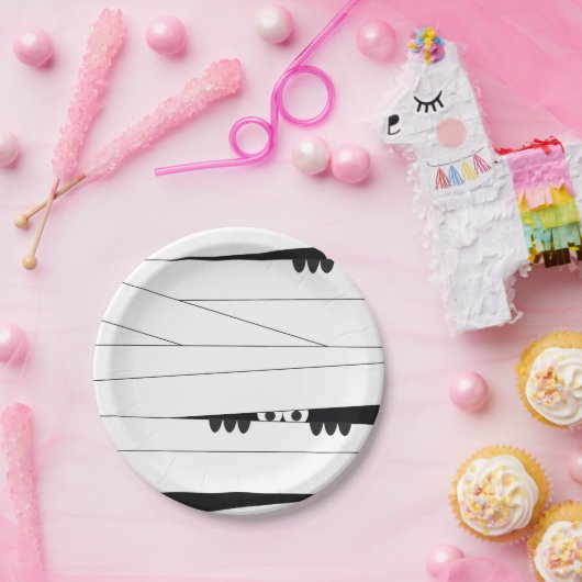 Halloween Peeking Mummy Papieren Bordje (Feest)