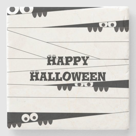 Halloween Peeking Mummy Stenen Onderzetter (Voorkant)