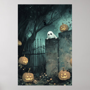 Halloween Peeping Ghost Poster