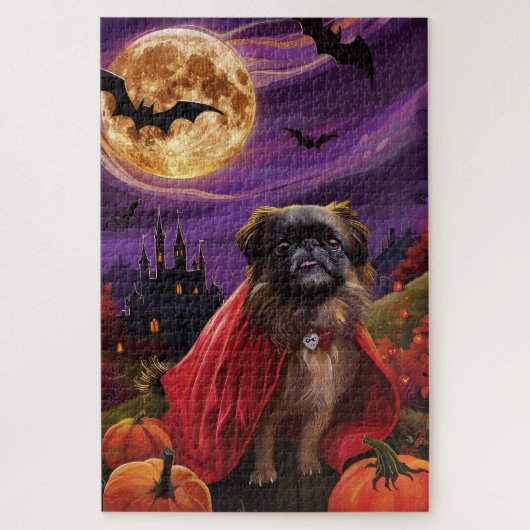 Halloween pekinees vampier pompoenen eng legpuzzel (Verticaal)