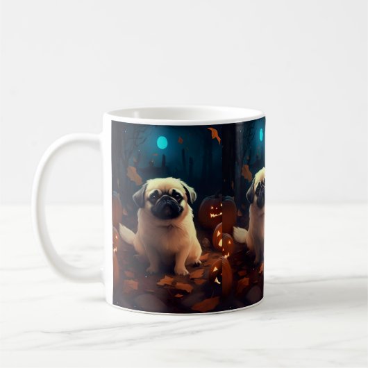 Halloween Pekingees Met Pompoenen Eng Koffiemok (Links)