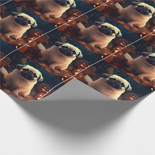 Halloween Pekingese with Pumpkins Scary Cadeaupapier (Hoek)