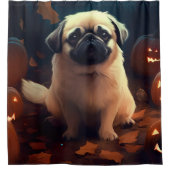 Halloween Pekingese with Pumpkins Scary Douchegordijn (Voorkant)