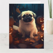 Halloween Pekingese with Pumpkins Scary Kaart (Voorkant)