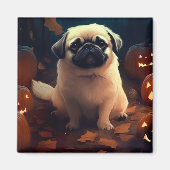Halloween Pekingese with Pumpkins Scary Magneet (Voorkant)