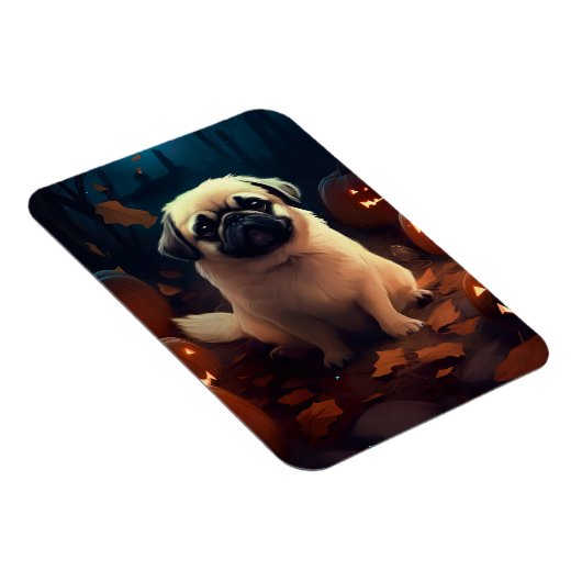 Halloween Pekingese with Pumpkins Scary Magneet (Rechterzijde)