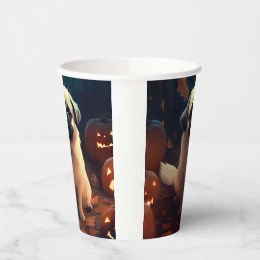 Halloween Pekingese with Pumpkins Scary Papieren Bekers (Links)