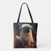 Halloween Pekingese with Pumpkins Scary Tote Bag (Achterkant)