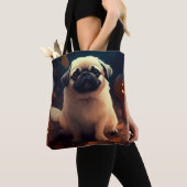 Halloween Pekingese with Pumpkins Scary Tote Bag (Dichtbij)
