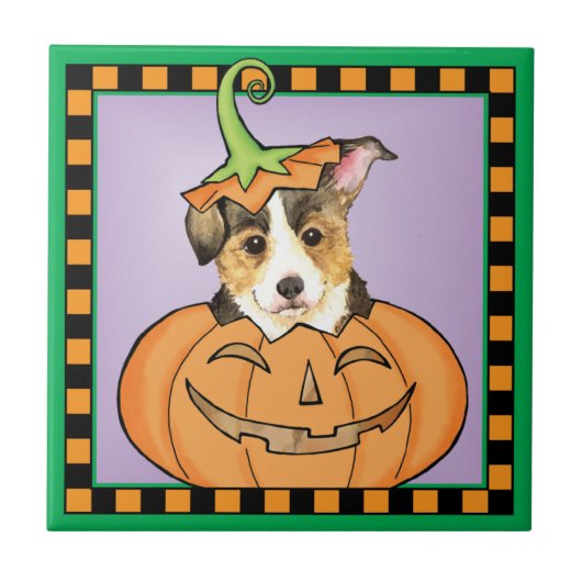 Halloween Pembroke Welsh Corgi Tegeltje (Voorkant)