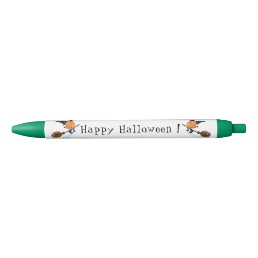 Halloween Pen Witch Pumpkin vliegt met kamer (Voorkant)