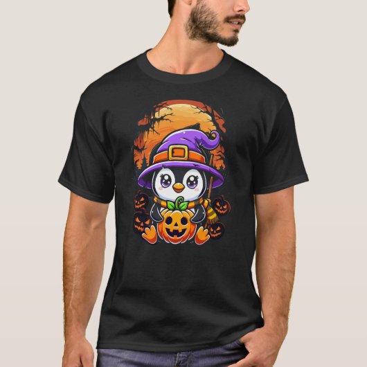 Halloween Penguin Witch Pumpkin Cute Costume Boys  T-shirt (Voorkant)