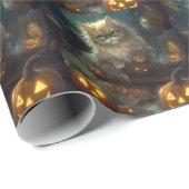 Halloween Persian Kat met pompoenen eng Cadeaupapier (Rol Hoek)