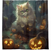Halloween Persian Kat met pompoenen eng Douchegordijn (Voorkant)