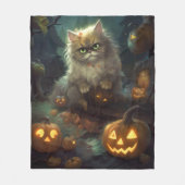 Halloween Persian Kat met pompoenen eng Fleece Deken (Voorkant)