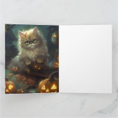 Halloween Persian Kat met pompoenen eng Kaart (Binnen)