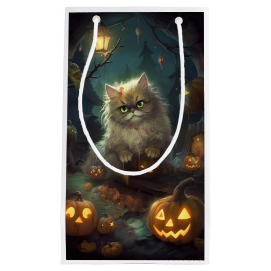 Halloween Persian Kat met pompoenen eng Klein Cadeauzakje (Voorkant)