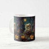 Halloween Persian Kat met pompoenen eng Koffiemok (Voorkant links)