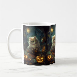 Halloween Persian Kat met pompoenen eng Koffiemok
