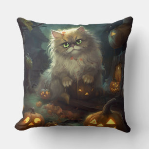 Halloween Persian Kat met pompoenen eng Kussen