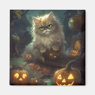 Halloween Persian Kat met pompoenen eng Magneet