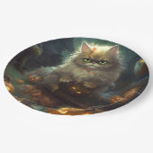 Halloween Persian Kat met pompoenen eng Papieren Bordje (Gekanteld)